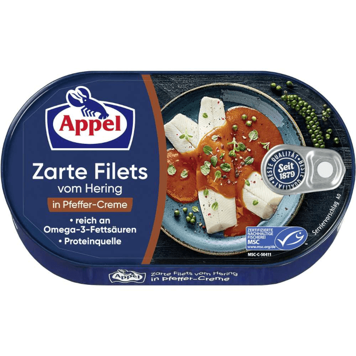 Appel Zarte Heringsfilets in Pfeffer-Creme 200g / 7.05oz