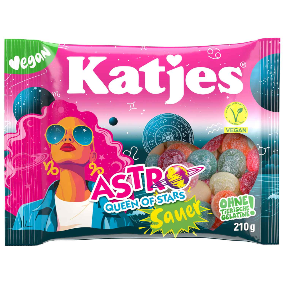 Katjes Astro Queen of Stars Sauer, vegane Fruchtgummi 210g