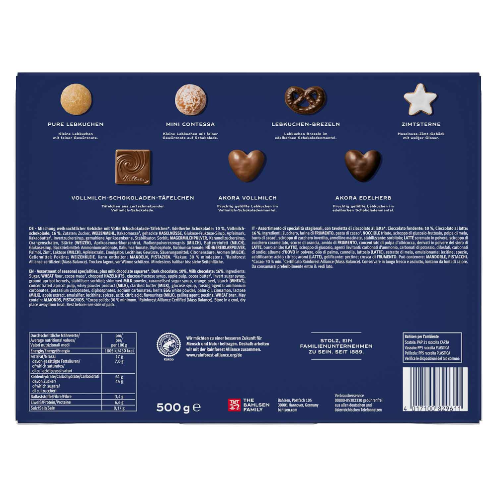 Bahlsen Lebkuchen Mischung "Zum Fest" Weihnachtsgebäck 500g / 17.63oz