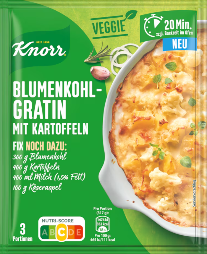Knorr Fix Veggie für Blumenkohl-Gratin mit Kartoffeln 38g / 1.34oz