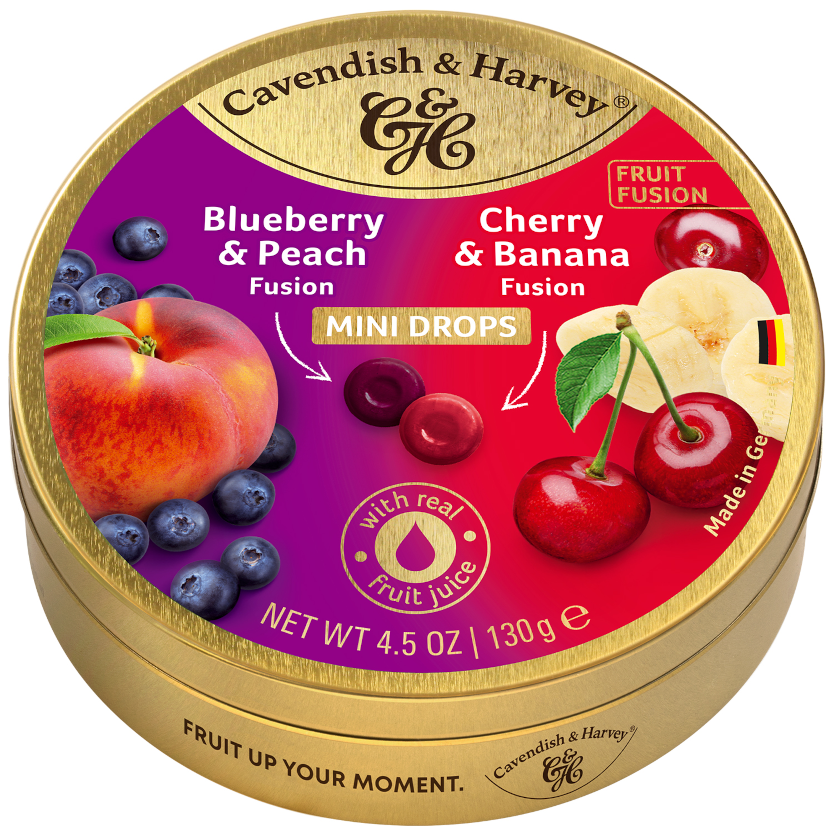 Cavendish & Harvey Fruit Fusion Mini Drops Blueberry&Peach / Cherry&Banana 130g / 4.59oz