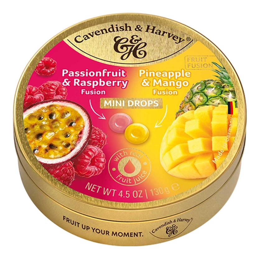 Cavendish & Harvey Fruit Fusion Mini Drops Passionfruit&Raspberry / Pineapple&Mango 130g / 4.59oz