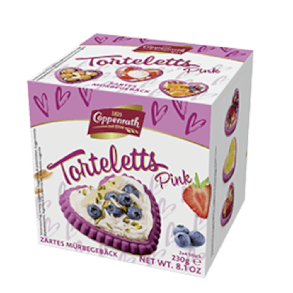 Coppenrath Zarte Mürbe-Torteletts Herzen Pink 8 Stück 230g / 8.11 oz