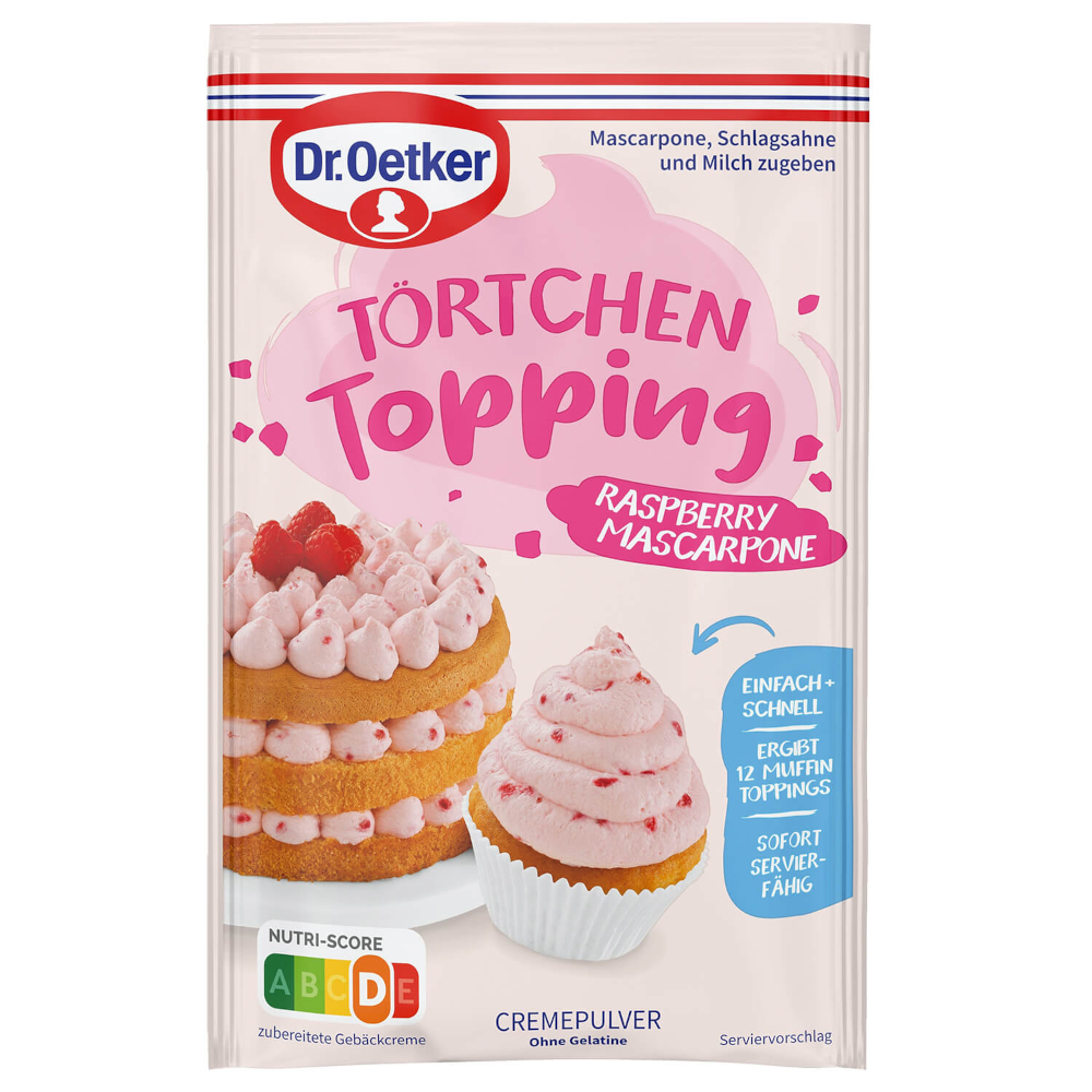 Dr. Oetker Törtchen Topping Raspberry Mascarpone 50g / 1.76oz