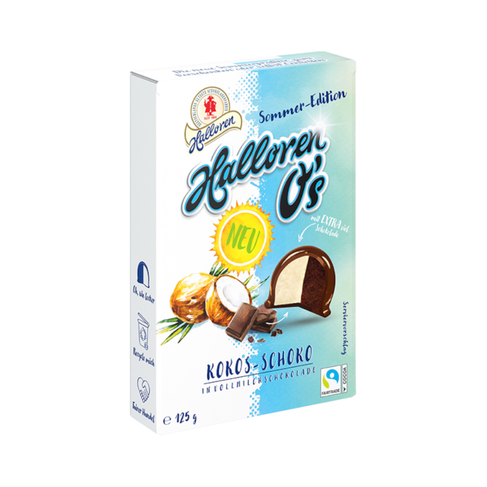 Halloren O's Kokos-Schoko Pralinen Limitierte Sommer-Edition 125g / 4.4oz MHD: 14/01/2026