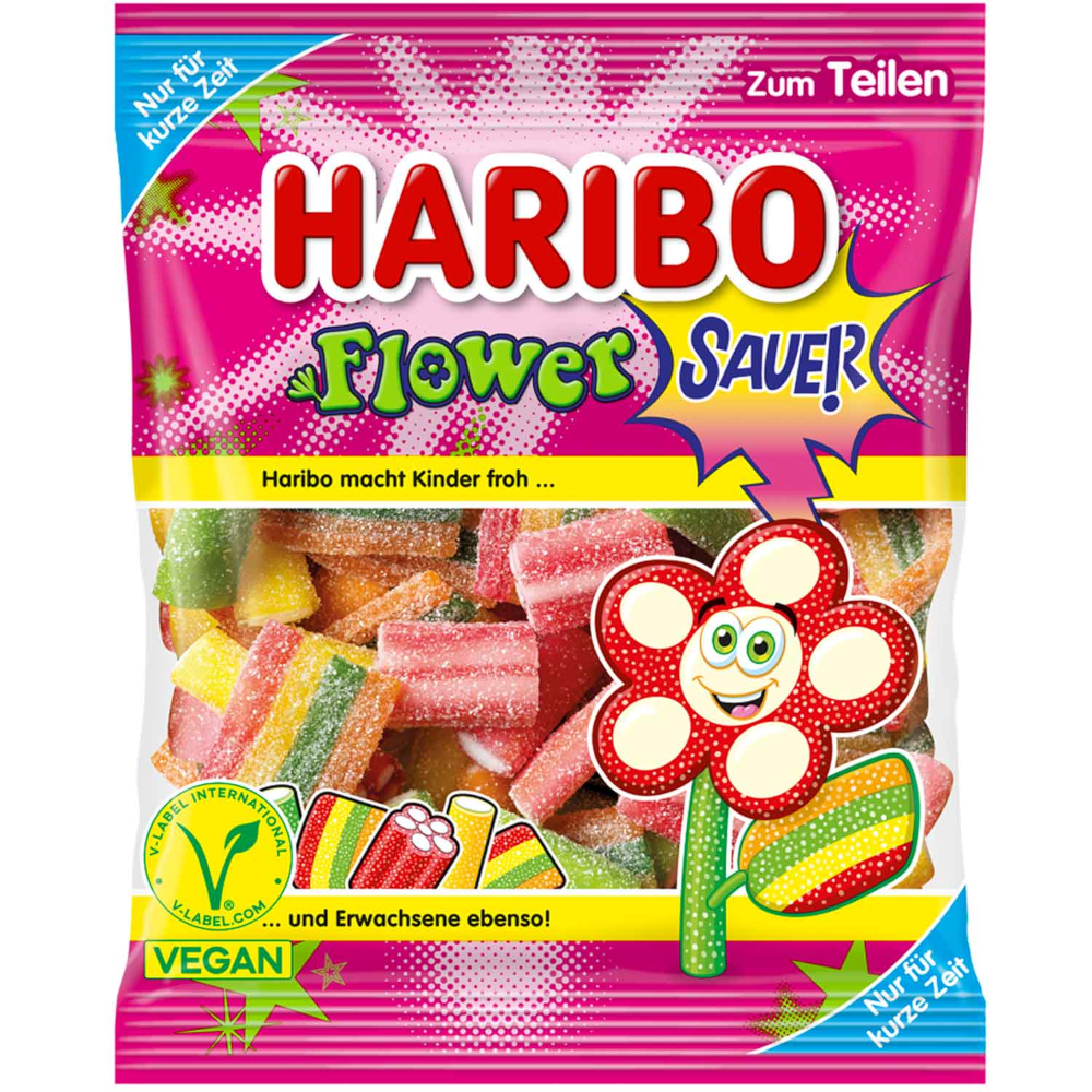 HARIBO Flower Sauer Vegan Fruchgummi-Konfekt 160g