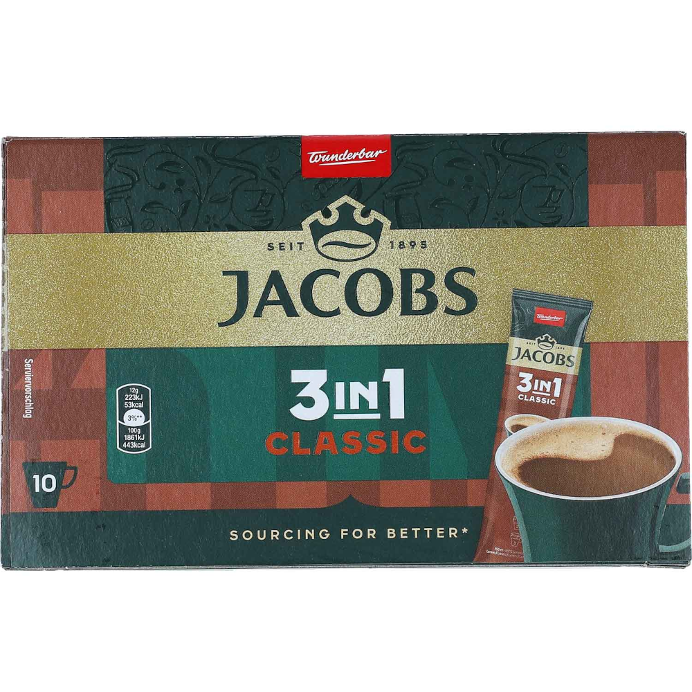 Jacobs Classic 3 in 1 Instant Kaffee Sticks 10 x 12g