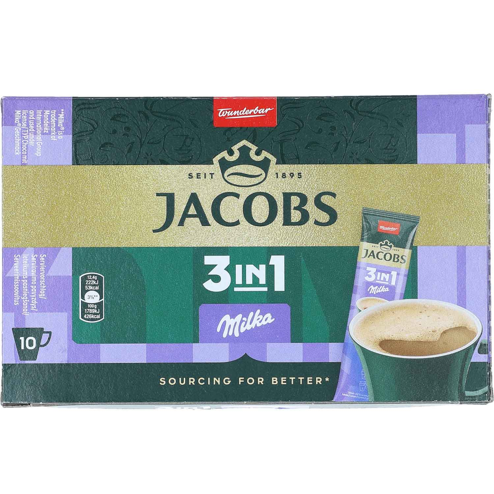 Jacobs 3 in 1 Milka Schokolade Instant Kaffee Sticks 124g