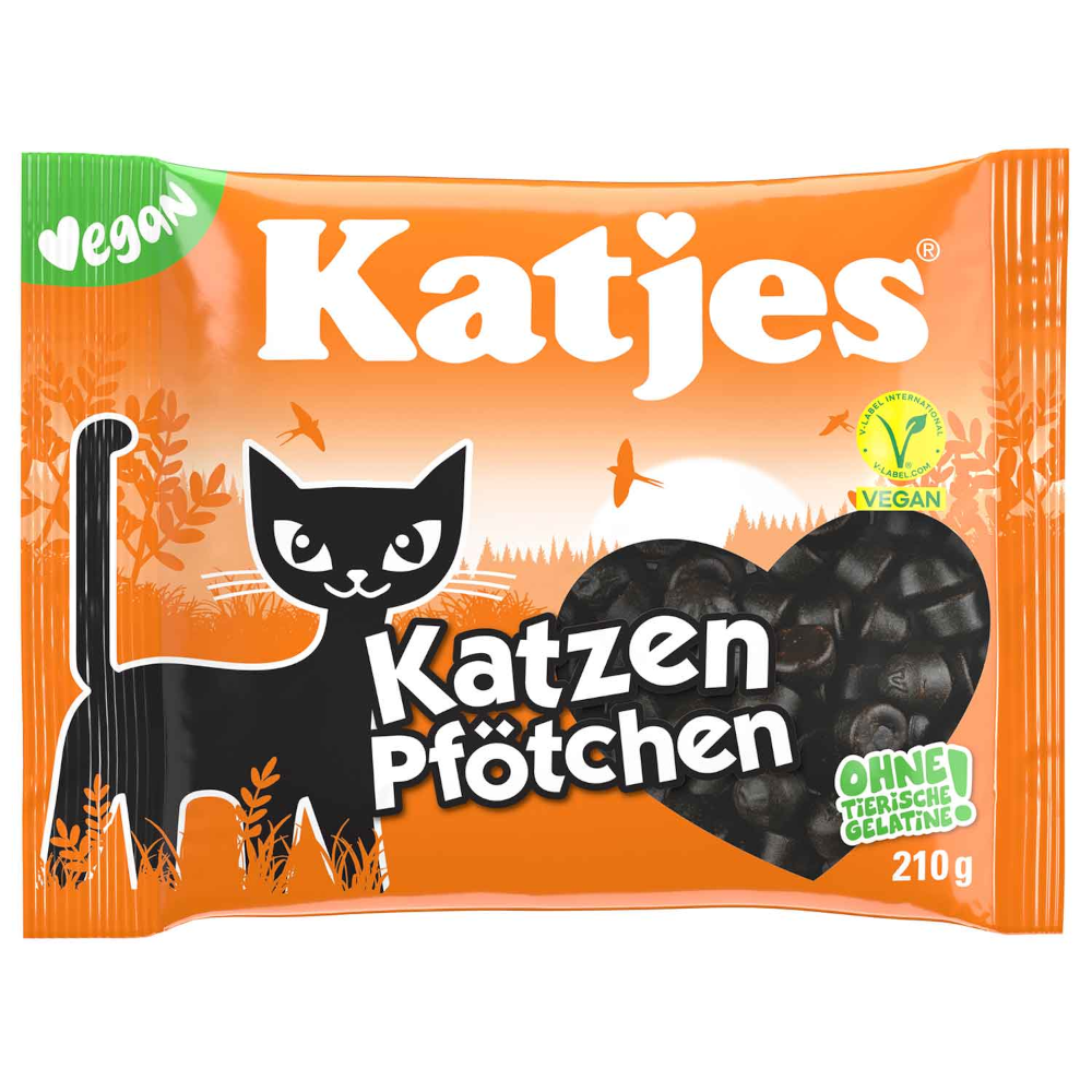 Katjes Katzen Pfötchen aus veganer Weichlakritz 210g