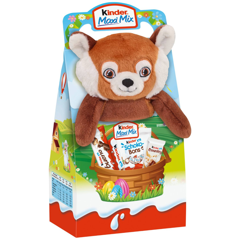 Ferrero Kinder Maxi Mix mit Plüschtier 'Roman Rotfell' 133g / 4.69oz