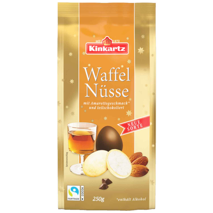 Kinkartz Waffel Nüsse Amaretto, teilschokoliert 250g / 8.81oz