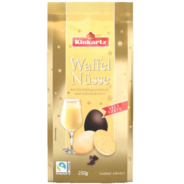 Kinkartz Waffel Nüsse Eierlikör, teilschokoliert 250g / 8.81oz