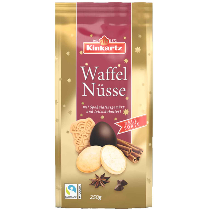 Kinkartz Waffel Nüsse Spekulatius, teilschokoliert 250g / 8.81oz