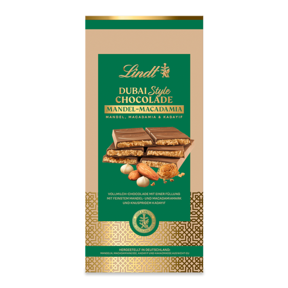 Lindt Dubai Style Mandel-Macadamia Schokoladen Tafel 150g / 5.29oz
