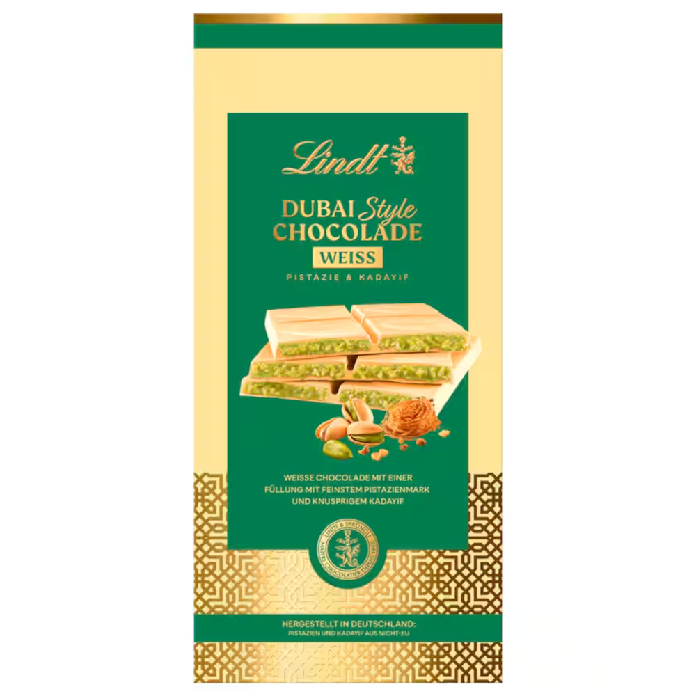 Lindt Dubai Style Weiße Schokoladen Tafel 150g / 5.29oz MHD: 12/2025