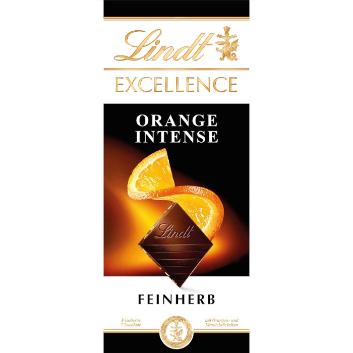 Lindt Excellence Orange Intense Feinherb Schokoladen Tafel 100g / 3.52oz MHD: 31/01/2026