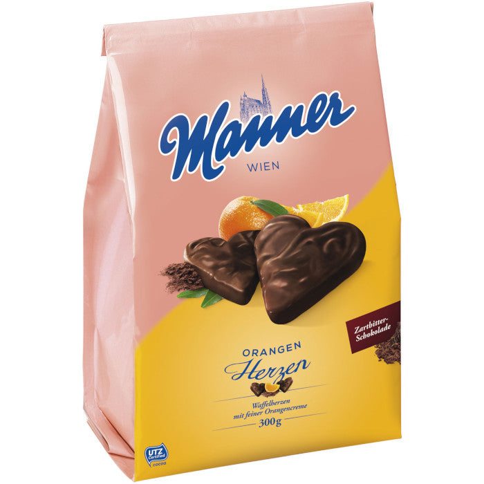 Manner Orangencreme Waffel-Herzen 300g / 10.58oz