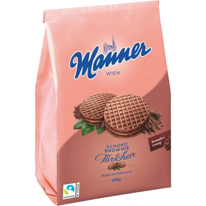 Manner Schoko Brownie Törtchen, knusprige Waffeltaler 400g / 14.1oz