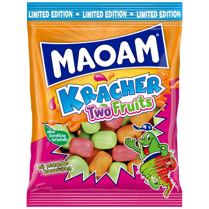 MAOAM Kracher Two Fruits Kaubonbons mit Brausefüllung 200g