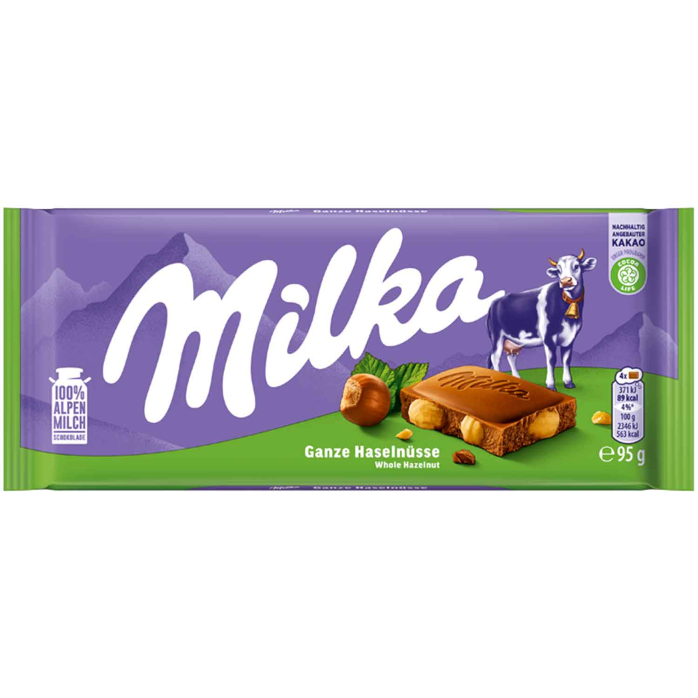 Milka Schokolade mit ganzen Haselnüssen 95g / 3.35oz