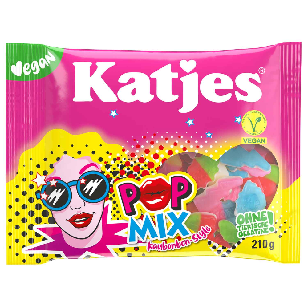 Katjes Pop Mix vegane Kaubonbons mit Fruchtgummi 210g