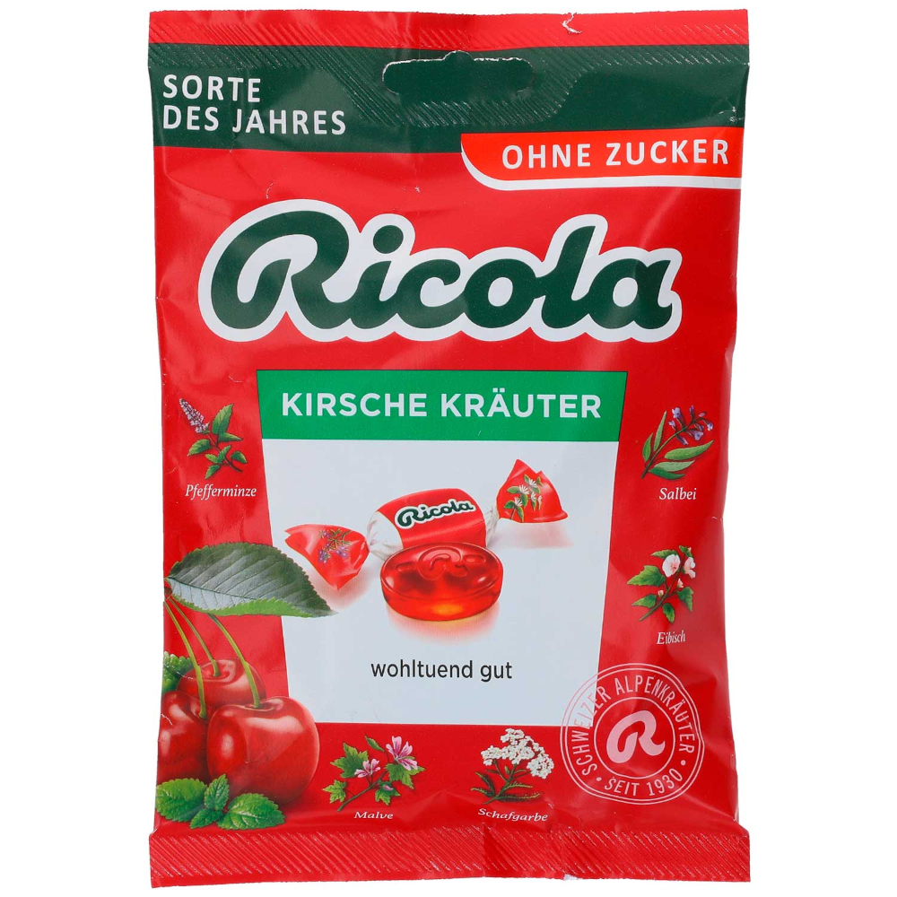 Ricola Kirsche-Kräuter Kräuterbonbons ohne Zucker 75g / 2.64oz
