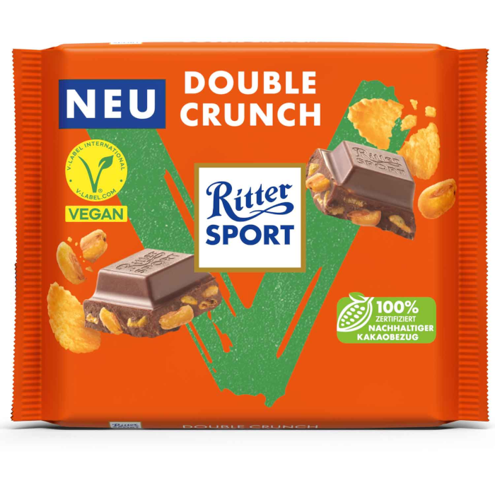 Vegane Ritter Sport Schokolade Double Crunch 100g