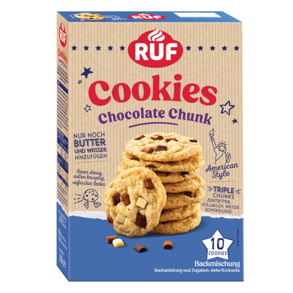 RUF Cookies Chocolate Chunk Backmischung 360g / 12.69oz MHD: 01/2026