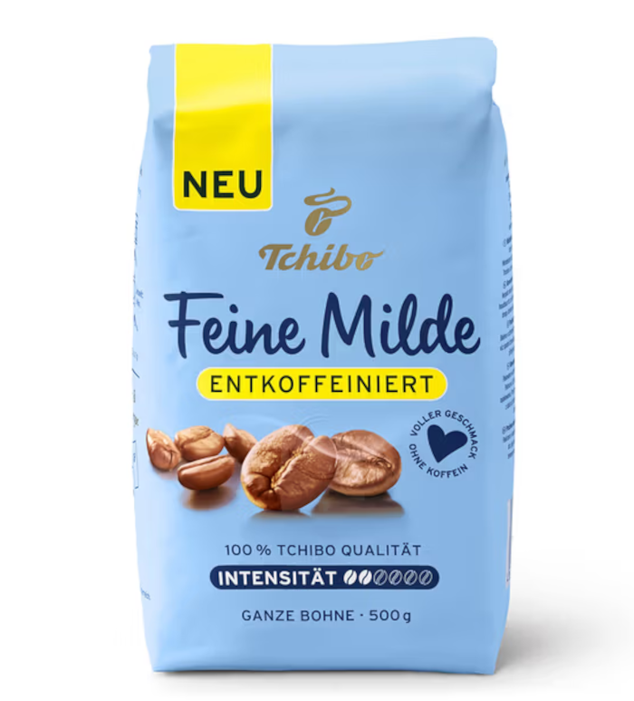 Tchibo Feine Milde Kaffee entkoffeiniert ganze Bohnen 500g
