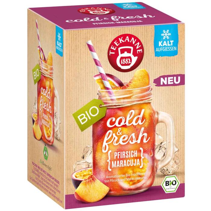 Teekanne cold & fresh Pfirsich Maracuja Biotee 15 Teebeutel