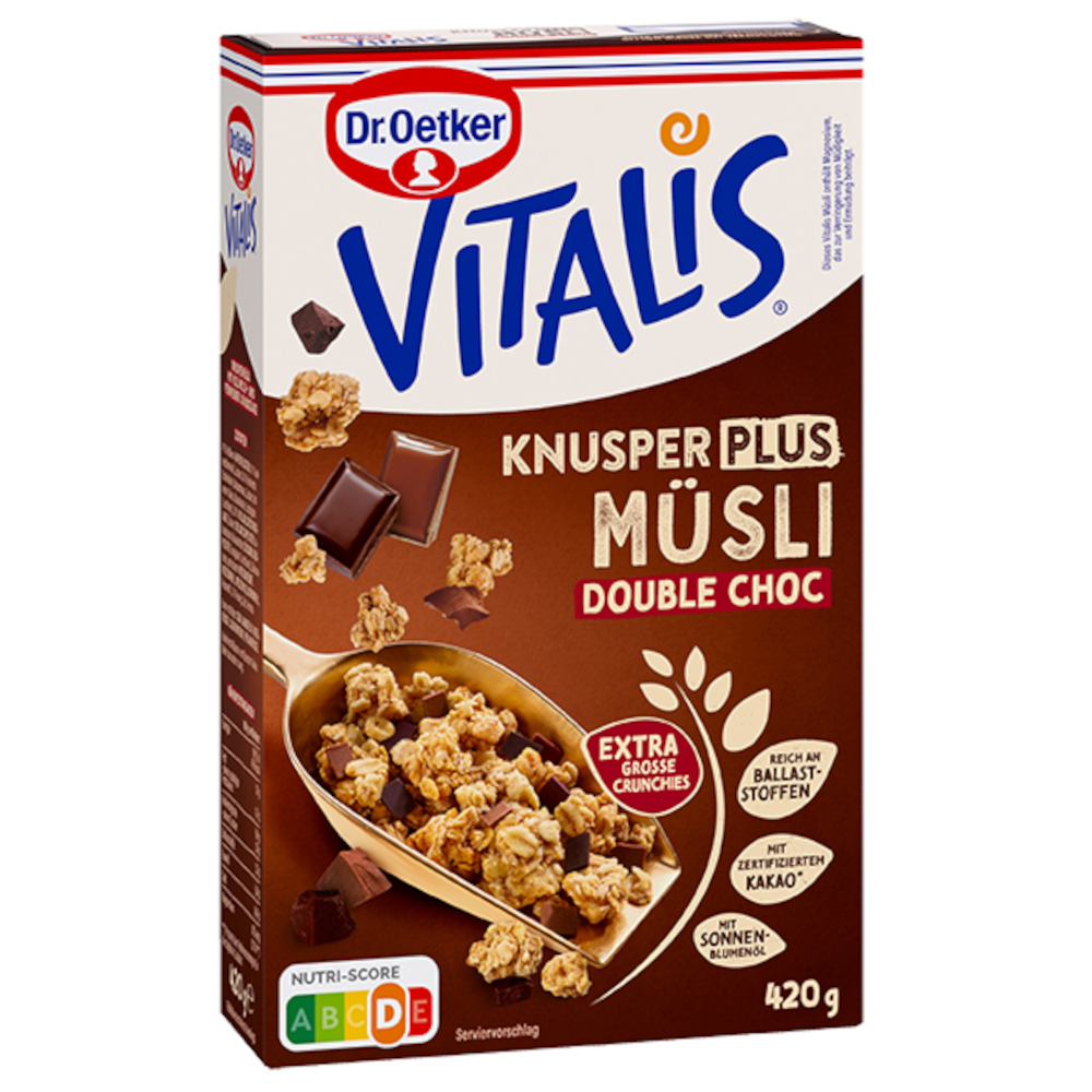 Dr. Oetker Vitalis Knusper Plus Müsli Double Choc 420g / 14.82oz