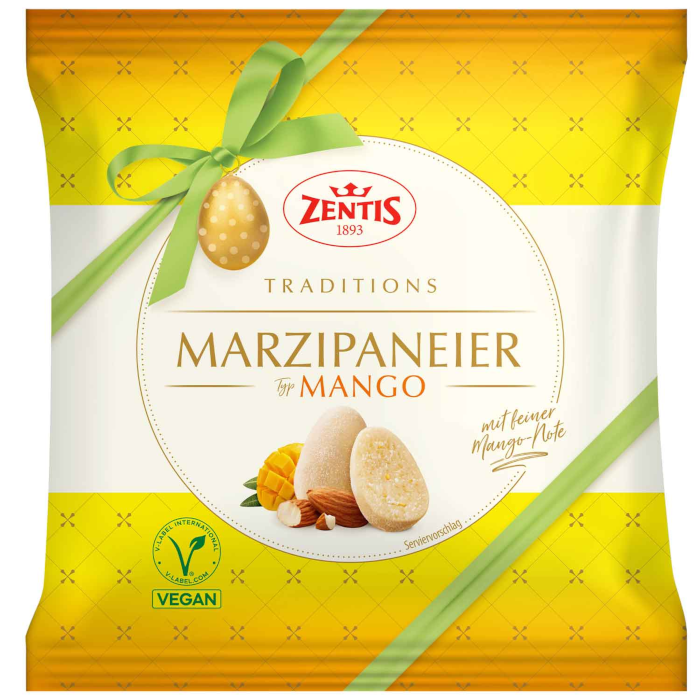 Zentis Marzipan Eier Mango Ostern, vegan 125g / 4.4oz