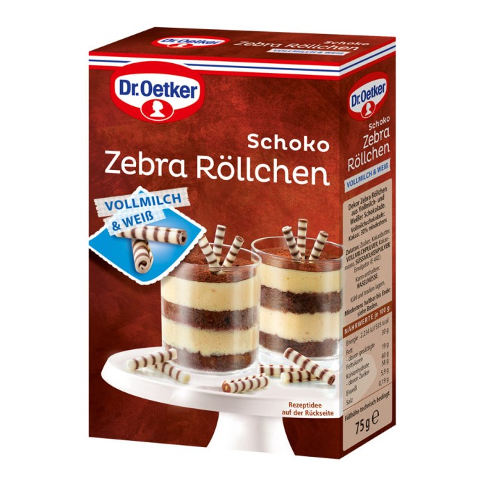 Dr. Oetker Schoko Zebra Röllchen zum Dekorieren 75g