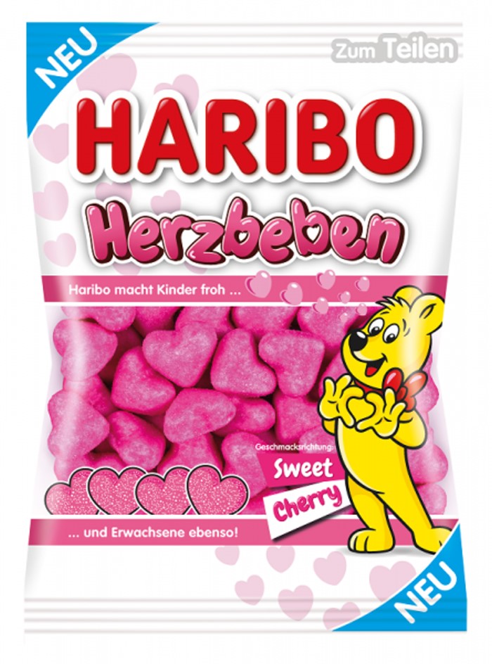 HARIBO Herzbeben Schaumzuckerherzen mit Kirschgeschmack 175g