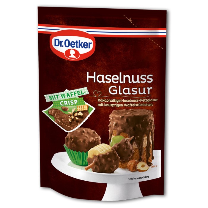 Dr. Oetker Haselnuss Glasur zum Dekorieren von Kuchen und Gebäck 150g
