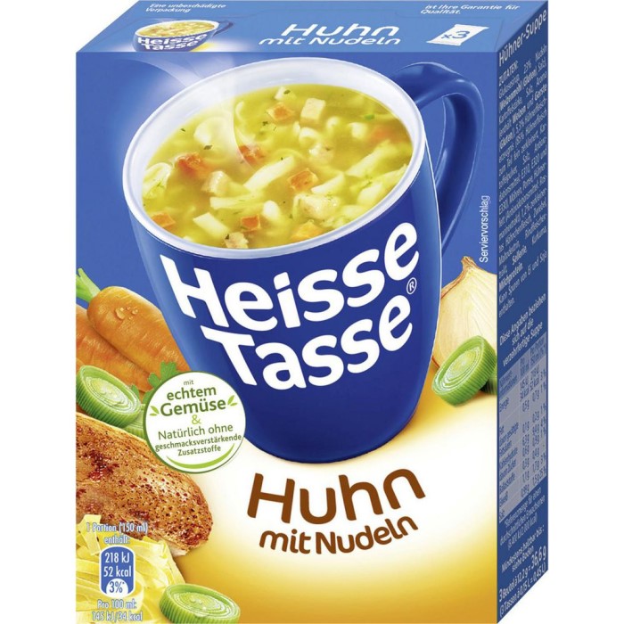 Erasco Heisse Tasse Hühnersuppe mit Nudeln