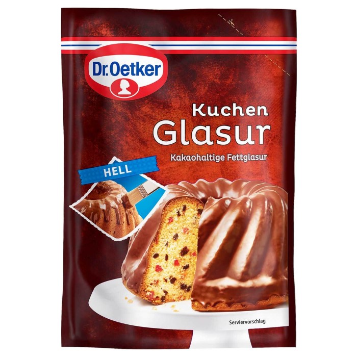 Dr. Oetker Kuchen Glasur Hell zum Dekorieren von Kuchen und Gebäck 150g