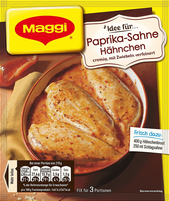 Maggi Fix für Paprika-Sahne-Hähnchen 31g