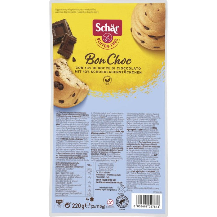 Schär Bon Choc Schokobrötchen Glutenfrei Laktosefrei Weizenfrei 220g / 7.76oz