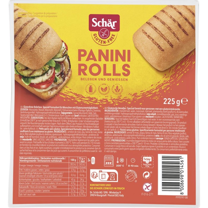 Schär Panini Rolls Brötchen Glutenfrei zum Fertigbacken 225g / 7.93oz