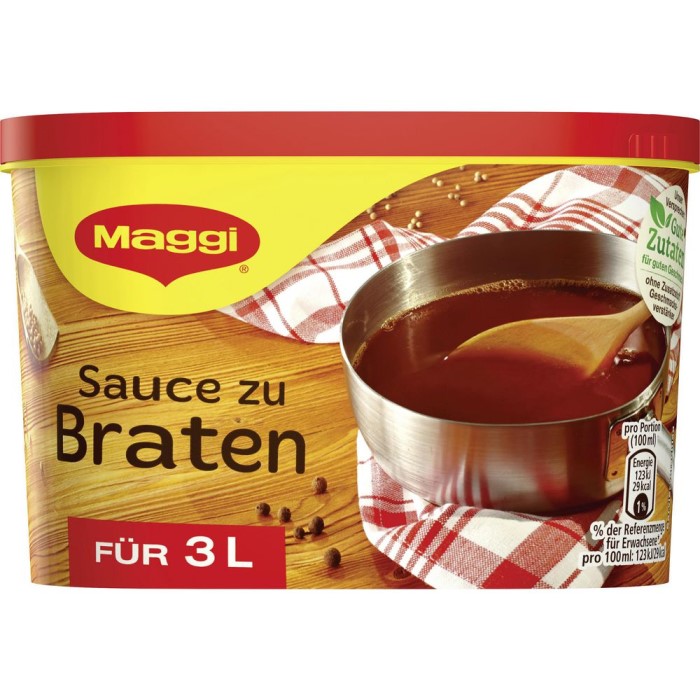 Maggi Sauce zu Braten ergibt 3 Liter