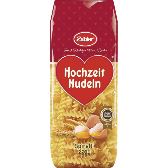 Zabler Hochzeit Nudeln Spirelli 250g