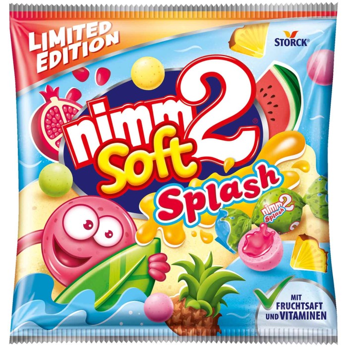 Storck nimm2 Soft Splash Fruchtsaft gefüllte Kaubonbons 240g / 8.46 oz