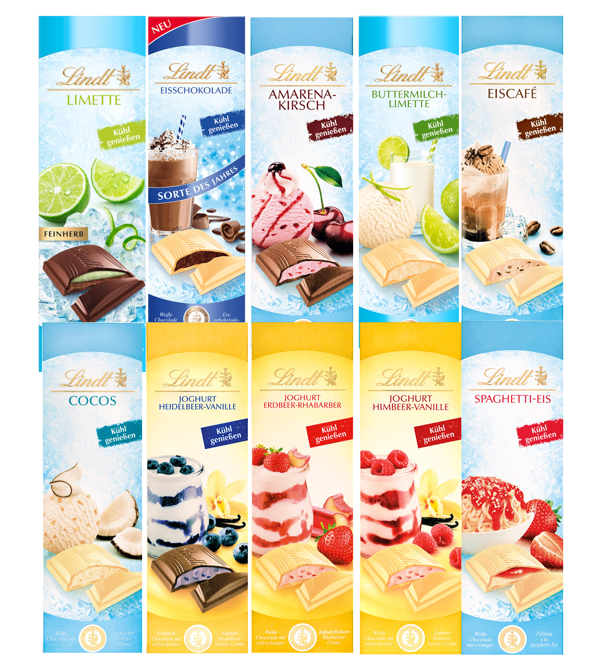 Die leckeren Lindt Sommer Schokoladen Tafeln sind zurück