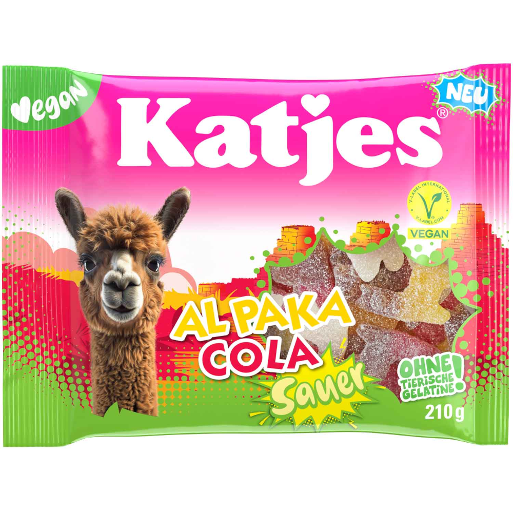 Katjes Al Paka Cola+Zitrone+Kirsche Sauer veganes Fruchtgummi 210g