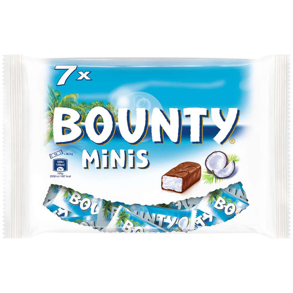 Bounty Minis Schokoriegel gefüllt mit saftigem Kokosmark 227g