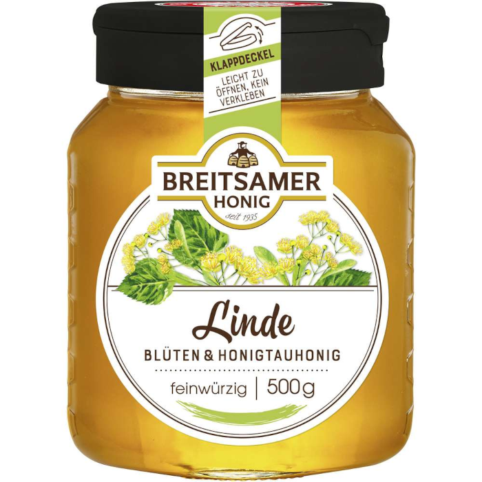 Breitsamer Linde Blüten- und Honigtauhonig, flüssig 500g / 17.63oz