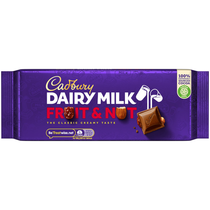 Cadbury Dairy Milk Fruit & Nut Schokolade 180g