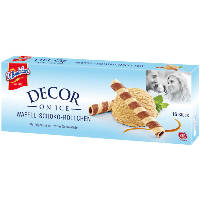 DeBeukelaer Decor on Ice Schoko-Waffel-Röllchen 50g / 1.76oz