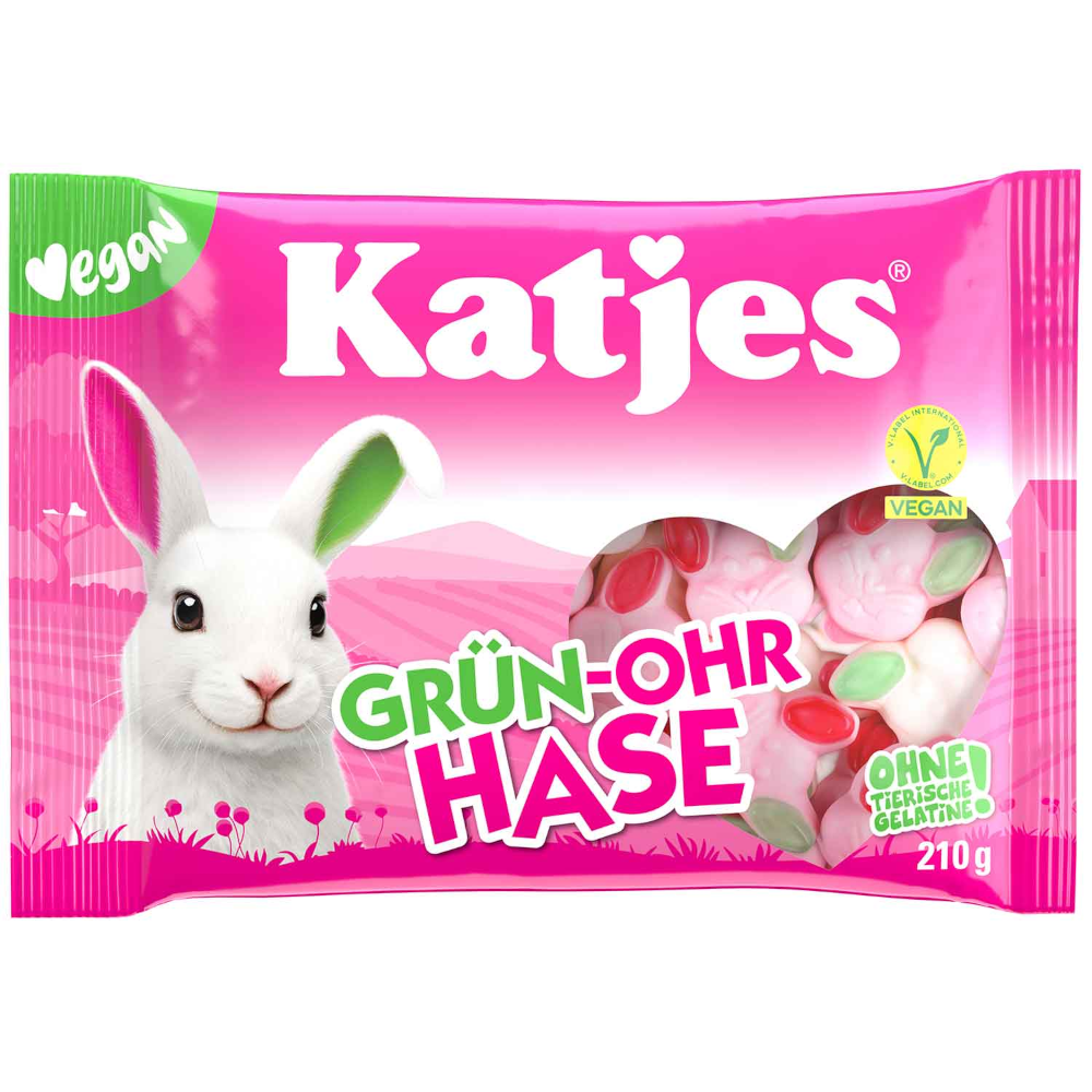 Katjes Grün-Ohr Hase veganes Schaumzucker Fruchtgummi 210g
